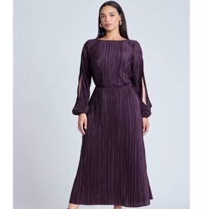 New tags on - Eloquii Deep Purple Long Sleeve Dress